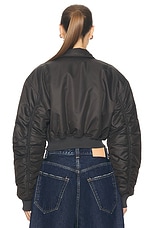 Acne Studios Shiny Nylon Bomber Jacket in Anthracite Grey, view 4, click to view large image.