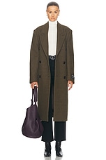 Acne Studios Ohama Tweed Coat in Khaki Green, view 1, click to view large image.