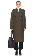 Acne Studios Ohama Tweed Coat in Khaki Green, view 2, click to view large image.