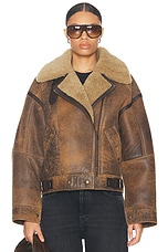 Acne Studios Shearling Jacket in Brown, view 1, click to view large image.