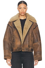 Acne Studios Shearling Jacket in Brown, view 2, click to view large image.