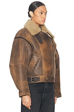 Acne Studios Shearling Jacket in Brown, view 3, click to view large image.