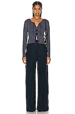 Acne Studios Wide Leg Trouser in Navy Blue, view 4, click to view large image.