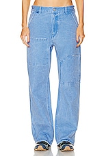 Acne Studios Face Straight Leg Trouser in Powder Blue, view 1, click to view large image.