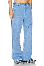 Acne Studios Face Straight Leg Trouser in Powder Blue, view 2, click to view large image.