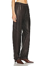 Acne Studios Leather Trouser in Brown, view 3, click to view large image.