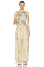 Acne Studios Pagino Baggy Cargo Trouser in Oat Beige, view 5, click to view large image.