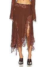 Acne Studios Lace Trim Midi Skirt in Rust Brown, view 1, click to view large image.