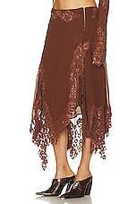 Acne Studios Lace Trim Midi Skirt in Rust Brown, view 3, click to view large image.