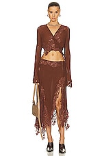 Acne Studios Lace Trim Midi Skirt in Rust Brown, view 5, click to view large image.