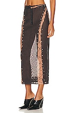 Acne Studios See Through Skirt in Dark Brown, view 3, click to view large image.