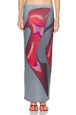 Acne Studios Maxi Skirt in Dark Grey & Red, view 1, click to view large image.
