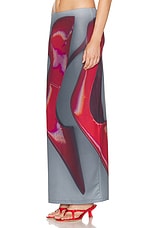 Acne Studios Maxi Skirt in Dark Grey & Red, view 3, click to view large image.