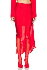 Acne Studios Draped Skirt in Bright Red, view 1, click to view large image.