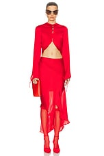 Acne Studios Draped Skirt in Bright Red, view 5, click to view large image.