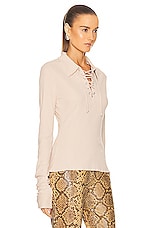 Acne Studios Lace Up Long Sleeve in Champagne Beige, view 2, click to view large image.