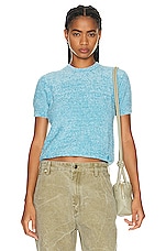 Acne Studios Knit T-shirt in Teal Blue, view 1, click to view large image.