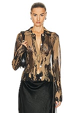 Acne Studios Button Up Long Sleeve Top in Camel & Black, view 1, click to view large image.