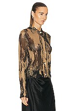 Acne Studios Button Up Long Sleeve Top in Camel & Black, view 2, click to view large image.