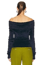 Acne Studios Long Sleeve Crop Top in Dark Navy, view 3, click to view large image.