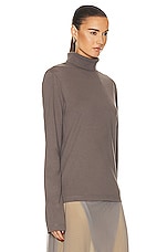 Acne Studios Turtleneck Long Sleeve Top in Mud Grey, view 2, click to view large image.