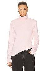 Acne Studios Turtleneck Long Sleeve Top in Powder Pink, view 1, click to view large image.