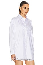 Acne Studios Button Up Top in White & Blue, view 2, click to view large image.