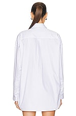 Acne Studios Button Up Top in White & Blue, view 3, click to view large image.