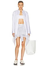 Acne Studios Button Up Top in White & Blue, view 4, click to view large image.