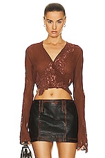 Acne Studios Cropped Blouse in Rust Brown, view 1, click to view large image.