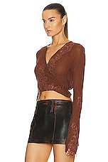 Acne Studios Cropped Blouse in Rust Brown, view 3, click to view large image.
