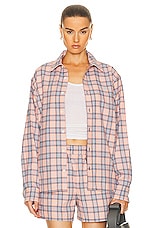 Acne Studios Face Flannel Shirt in Pink & Blue, view 1, click to view large image.
