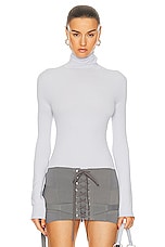 Acne Studios Turtleneck Long Sleeve Top in Ice Blue, view 1, click to view large image.