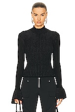 Acne Studios Long Sleeve Knit Top in Anthracite & Black, view 1, click to view large image.