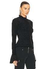 Acne Studios Long Sleeve Knit Top in Anthracite & Black, view 2, click to view large image.