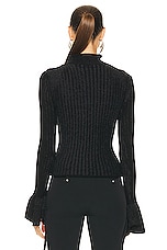Acne Studios Long Sleeve Knit Top in Anthracite & Black, view 3, click to view large image.
