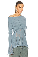 Acne Studios Knit Long Sleeve Top in Denim Blue, view 2, click to view large image.