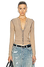 Acne Studios Keyhole Long Sleeve Top in Desert Beige, view 1, click to view large image.