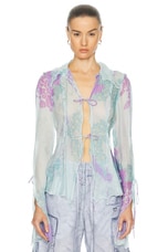 Acne Studios Satty Long Sleeve Blouse in Blue & Lilac, view 1, click to view large image.