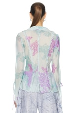 Acne Studios Satty Long Sleeve Blouse in Blue & Lilac, view 3, click to view large image.