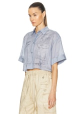 Acne Studios Shona Short Sleeve Cargo Top in Light Blue, view 4, click to view large image.