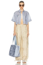 Acne Studios Shona Short Sleeve Cargo Top in Light Blue, view 6, click to view large image.