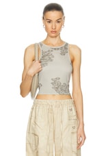 Acne Studios Elaia Sleeveless Tank Top in Sage Green, view 1, click to view large image.