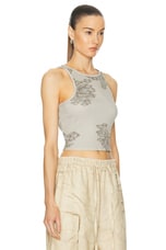 Acne Studios Elaia Sleeveless Tank Top in Sage Green, view 2, click to view large image.