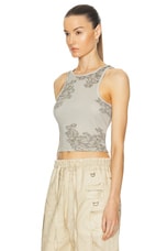 Acne Studios Elaia Sleeveless Tank Top in Sage Green, view 3, click to view large image.