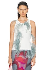 Acne Studios Feathers Tank in White & Navy, view 1, click to view large image.