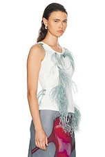 Acne Studios Feathers Tank in White & Navy, view 2, click to view large image.