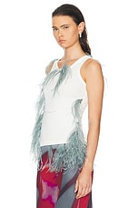Acne Studios Feathers Tank in White & Navy, view 3, click to view large image.