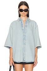 Acne Studios Short Sleeve Top in Indigo Blue, view 1, click to view large image.