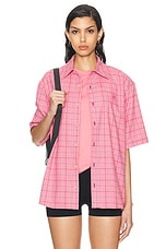 Acne Studios Face Dry Flannel Top in Tango Pink, view 1, click to view large image.